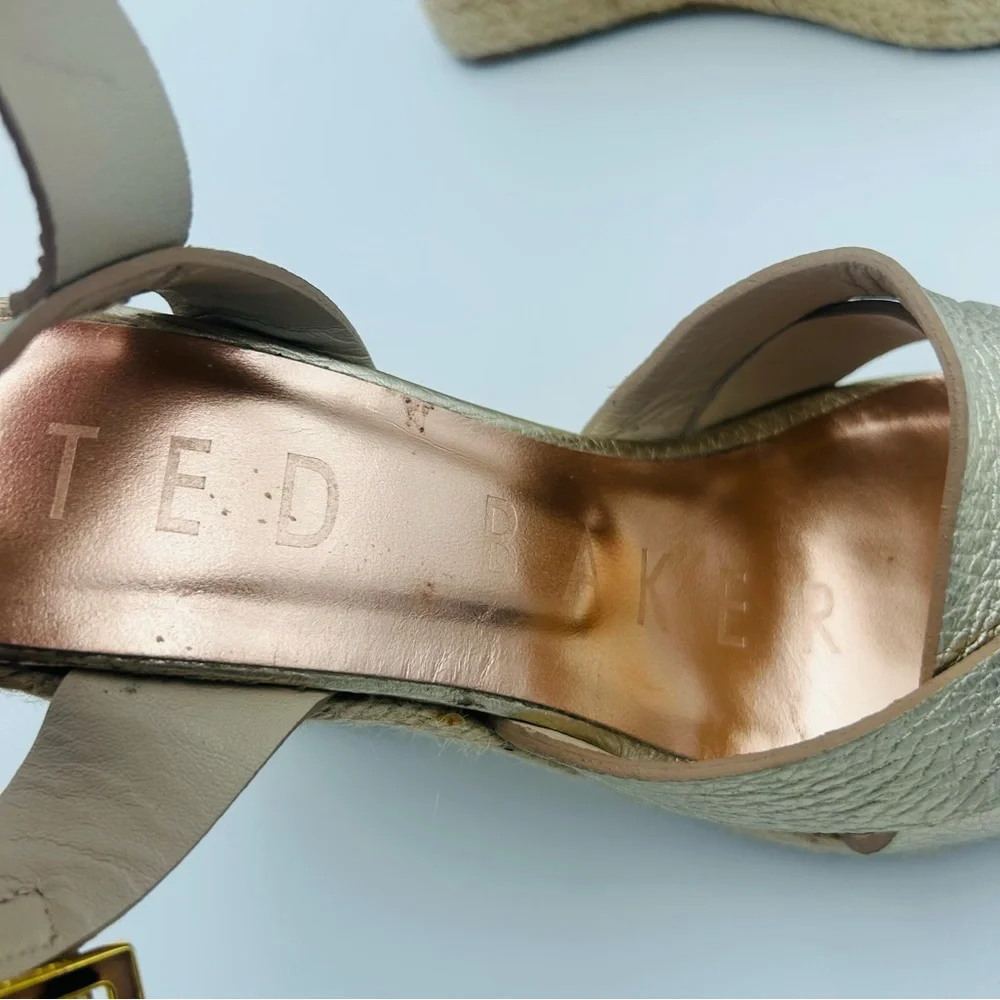 Ted Baker Metallic Gold Espadrille Wedge Sandals